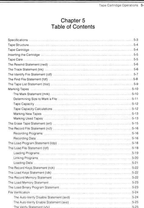Table Chapter 5 of Contents 