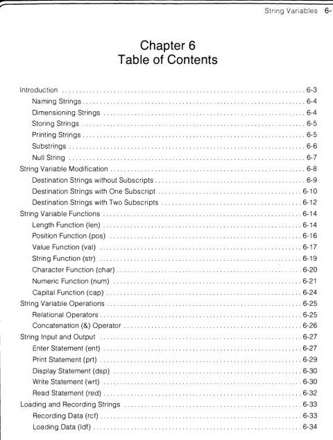 Table Chapter 6 of Contents 