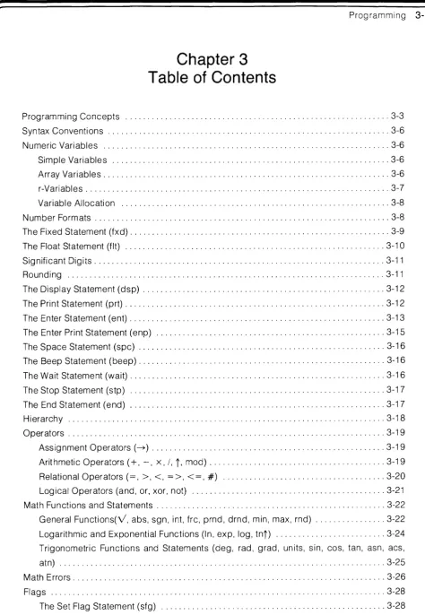 Table Chapter 3 of Contents 