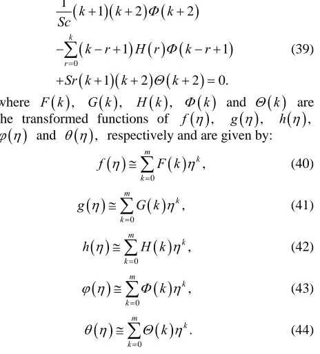 Table 1Taking the one-dimensional differential transform, from tions are obtained:  to Equations (9)-(13), the following transforma- 112  0,          (35) 