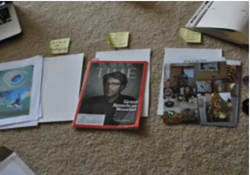 Figure 3. Collage Analysis. This is an image of how I prepared to create the analytic collages.