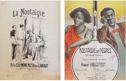 Figure 1.1 (left): Ch. Gangloff (illustration), Octave Lamart (music) and Félix Clemmenz (lyrics), La Nostalgie : Naïveté militaire (Toulon-sur-Mer: Esper, 1905)