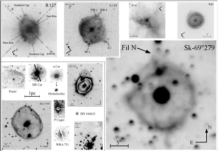 Figure 1.3 Ejecta surrounding LBVs, drawn to the same physical scale after correction fortheir individual distances