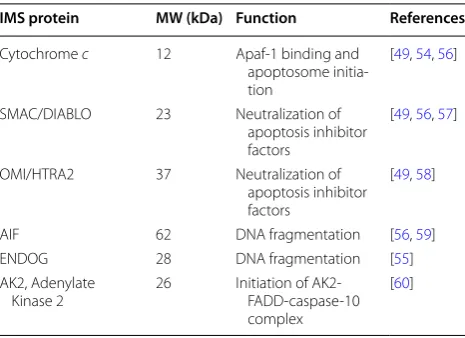 Table 1 IMS proteins related to apoptosis induction