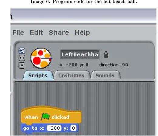 Figure 6: Image 6. Program code for the left beach ball.