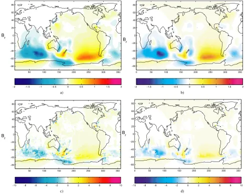 Fig. 4. Predicted radial component of ocean induced magnetic ﬁeld (in nT) for the Kuroshio Current region