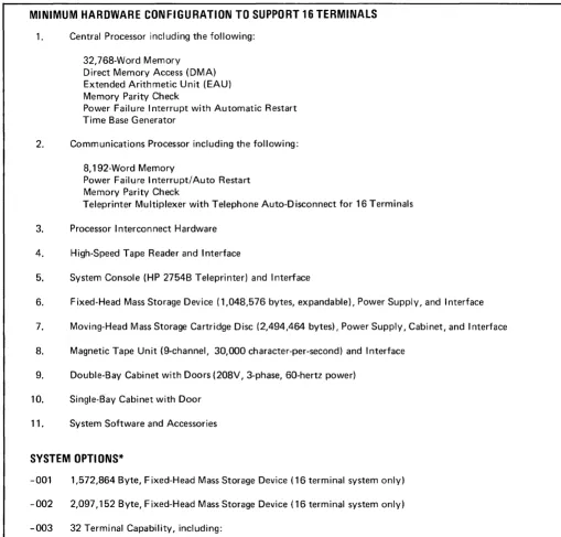 Table 1-1. HP 2000C Time-Shared BASIC System Configurations 
