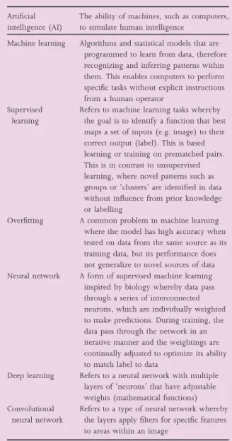Table 1 Essential terminology in the field of machine learning and artificial intelligence