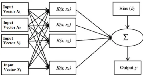 Figure 1. Diagram showing the structure of a typical Least Square Support Vector Machine (LSSVM)  model