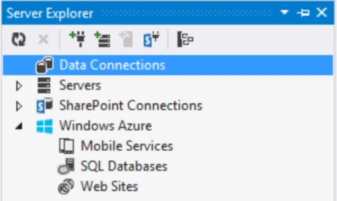 FIGURE 12 - WINDOWS AZURE MANAGEMENT ELEMENTS IN SERVER EXPLORER