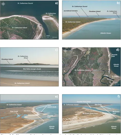Figure 3-2: Elements of inlets and sounds associated with St. Catherines Island, GA. a) Locationof St