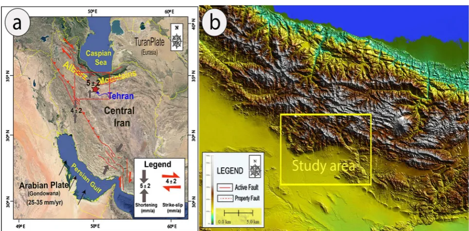Figure 1. (a) Simplified tectonic map of the Middle East with arrows showing sense of relative motion