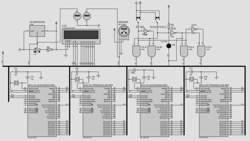 Figure 1. Electrical circuit of the fuzzy controller. 