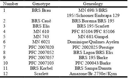 Table 1. Studied cultivars and lineages of barley and its genealogy  