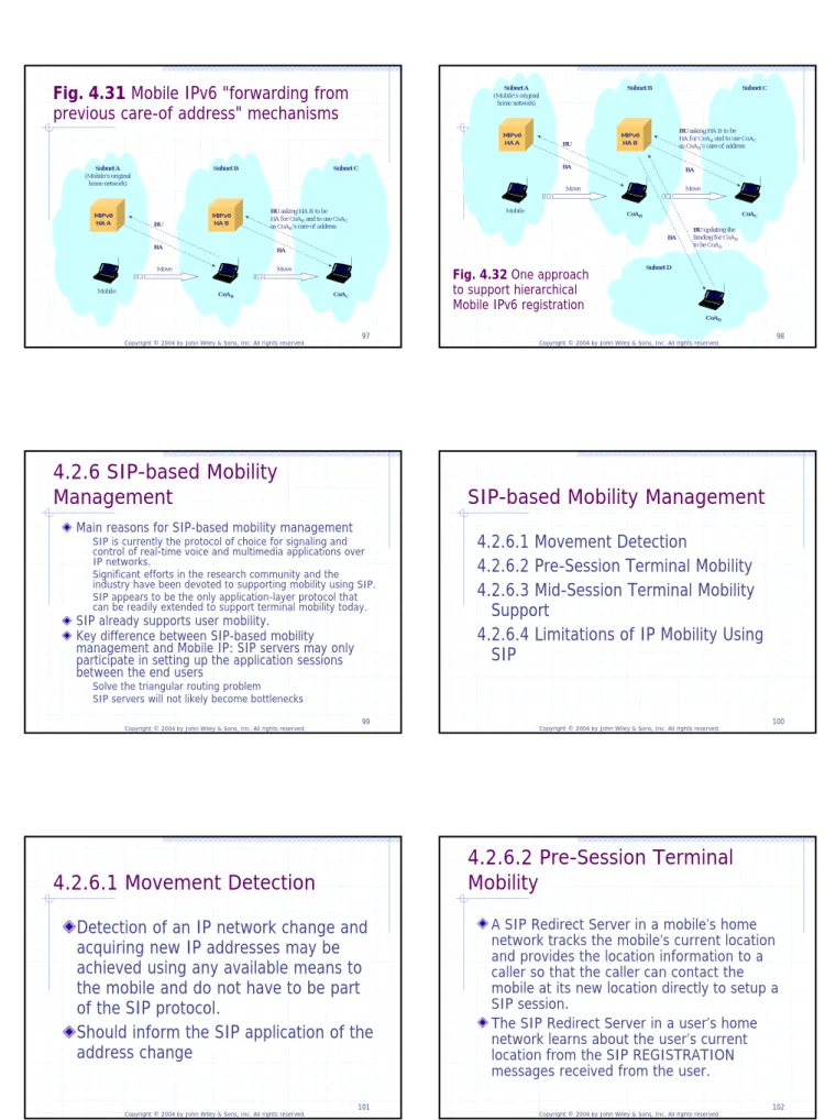 Fig. 4.31 Mobile IPv6 "forwarding from  previous care-of address" mechanisms