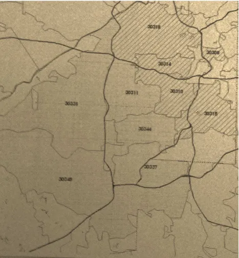 Figure 4.1 Map of High Risk and Low Risk Zip Codes 