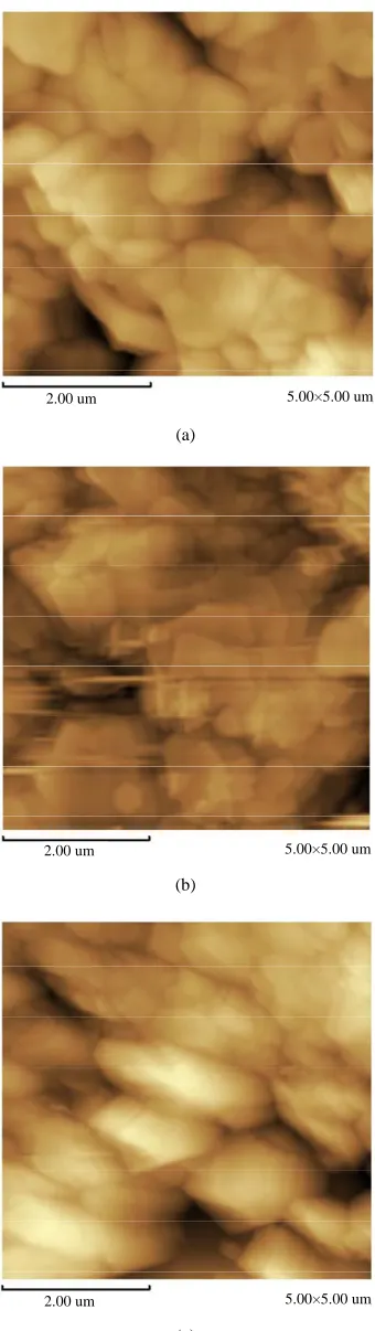 Figure 11. AFM images of MGC at 65˚C for 120 min in 0 level etching solution (a) 10 M HCl, 6 M HBr and 12 M H3PO4