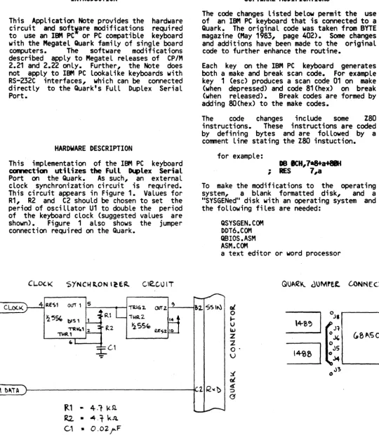 FIGURE 1. Clock Synchroni zer Ci rcuit and Quark Jumper Connection 