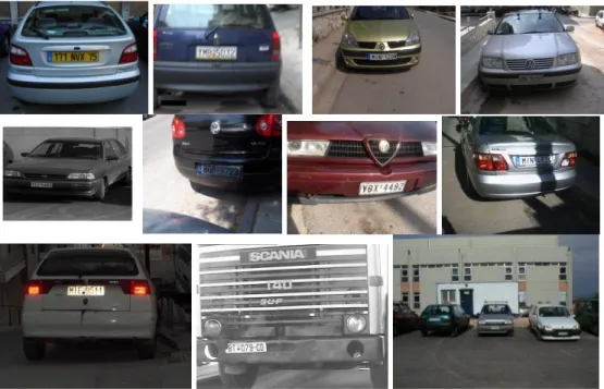 Figure  3.2  :  Examples  of  images  with  LP,  under  different  conditions,  taken  from  UCSD/Calit2 Car License Plate, Make and Model database  