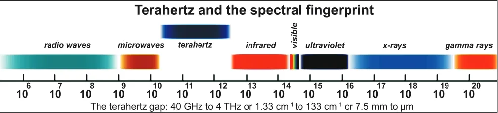 Fig. 1: electromagnetic spectrum of terahertz radiation (courtesy of SURA).