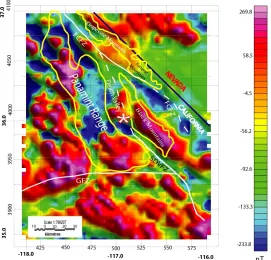 Figure 5. Gravity stations location map, solids lines show location of gravity profiles shown in Figures 8 and 9