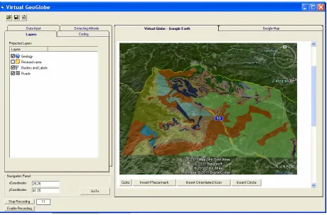 Figure 3. Geological layer overlapping 3D terrain data. 