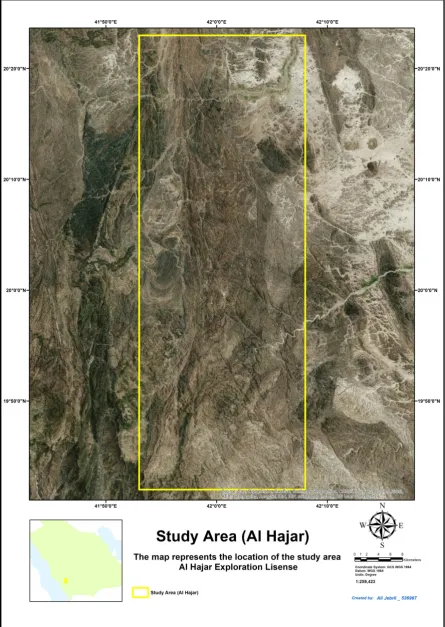 Figure 1. Location map of (Al Hajar) exploration license in Saudi Arabia map. 