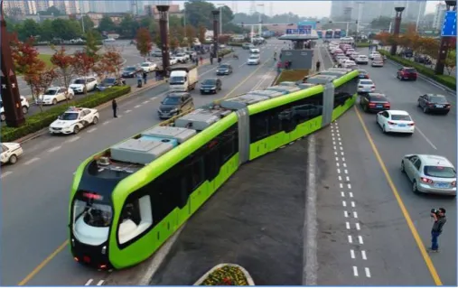 Figure 1. The Trackless Tram System developed by CRRC and dem-onstrated in Zhuzhou, China