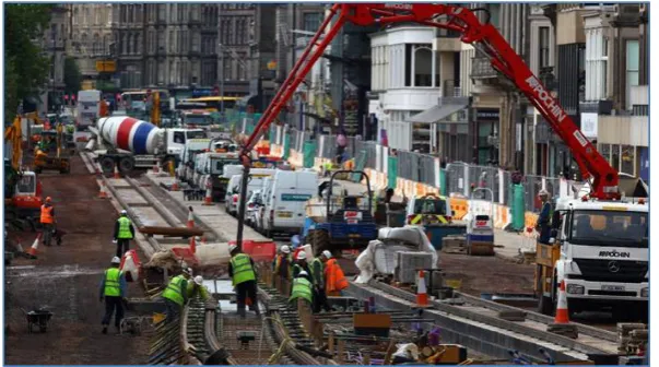 Figure 4. Construction of the Edinburgh tram project. Source: The Independent. 