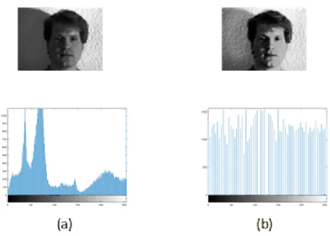Figure 3.  Histogram equalization smoothing the intensity of light across an image from  the Yale database [8]