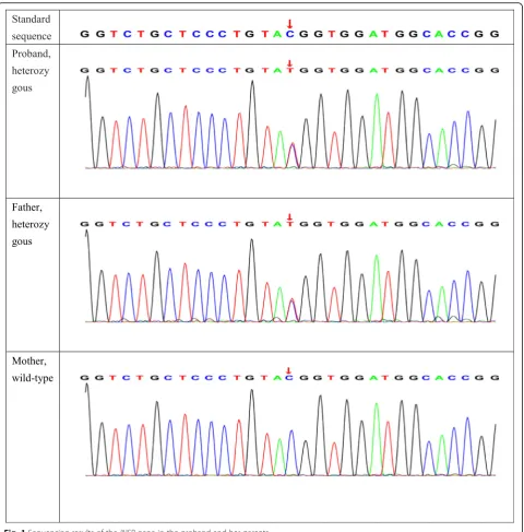 Fig. 1 Sequencing results of the INSR gene in the proband and her parents