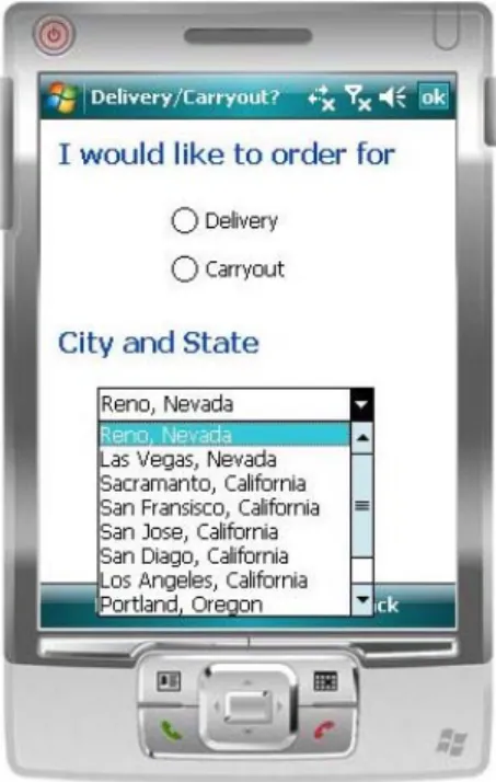Figure 5.   Choose Order Method as well as City and State in MFOS 