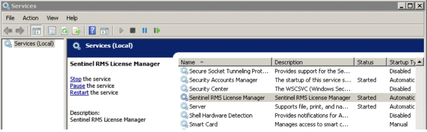 Figure 10: Windows ‘Services’ console 