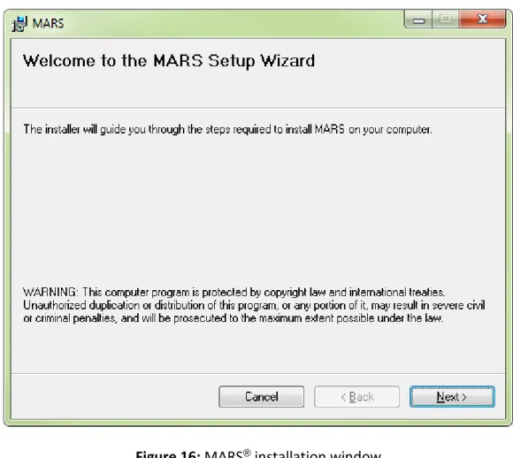 Figure 16: MARS ®  installation window 