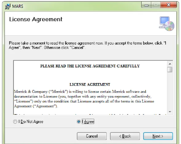 Figure 17: MARS ®  end-user license agreement acceptance window 