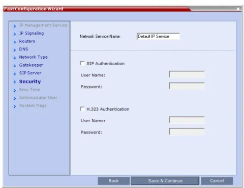 Table 2-7  Default IP Network Service – Security
