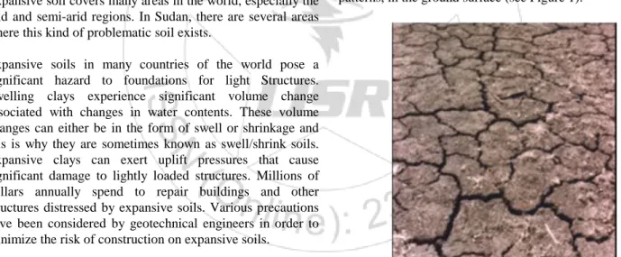 Figure 1: Expansive soil with polygonal patterns cracks  2.1.  Expansive Soils in Sudan 