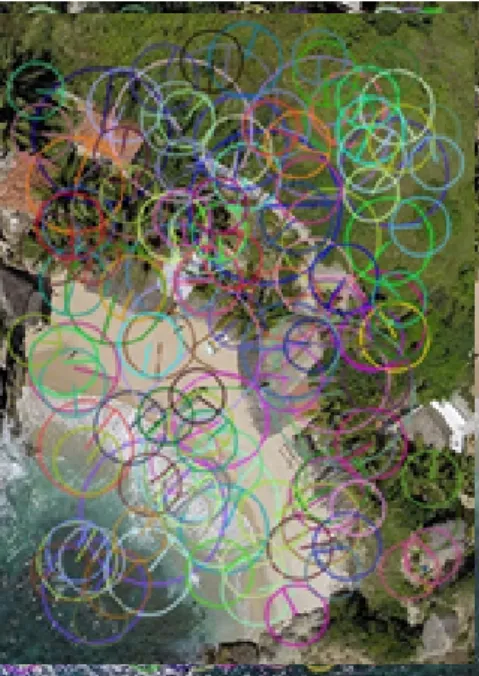 Figure 6. 10% highest response SURF ranked points extent of actual distorted contents transferred to the mosaic.