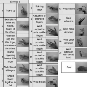 Figure 1: 17 hand and wrist movements measured using 12 surface EMG sensors [3].