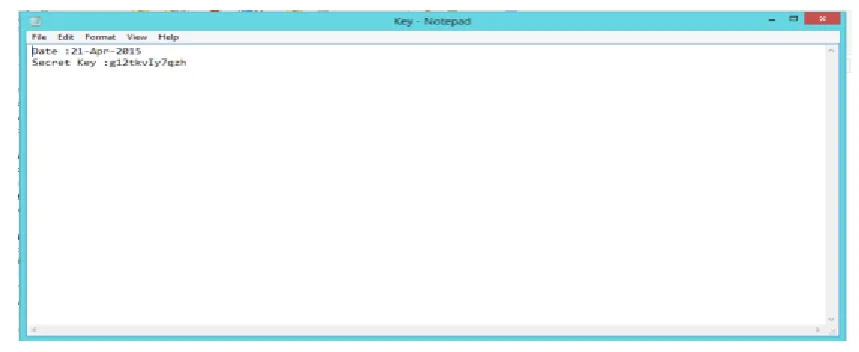Fig 7 Get Secret Key in File Format with Combination of Alphanumeric Method 