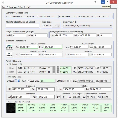 Figure 2. DP Coordinate Converter Screen 