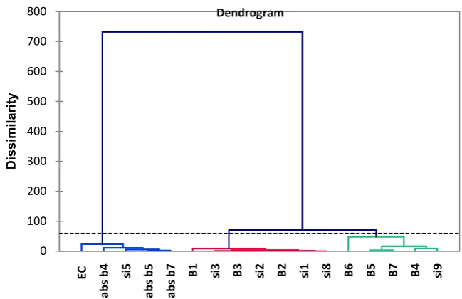 Figure 4. Dendrogram generated data showing relations between variables. 