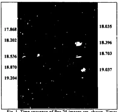 Fig. 1 Time sequence of Peg 25 images are shown. Times are given in microsecond and the interfkarne time is 167 ns The implosion on axis takes place at the frame labeled 18.536