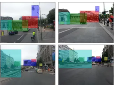 Fig. 4: Two example scenes from the Gardens Point Cam- Cam-pus dataset with extracted and matched ConvNet landmarks.