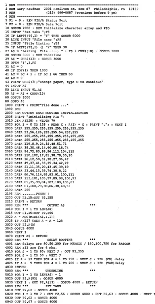 Figure 4 - Praxis Printer Routine in MBASle 