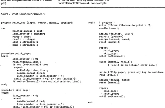 Figure 2 - Print Routine for Pascal/MT+ 