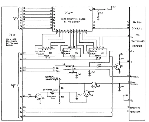 Figure 2 - EPROM Programmer Schematic and Header Chart 