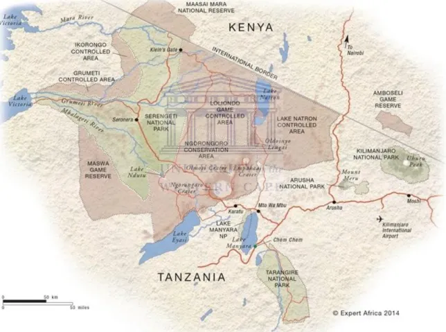 Figure 1.5: Map of Northern Tanzania. 