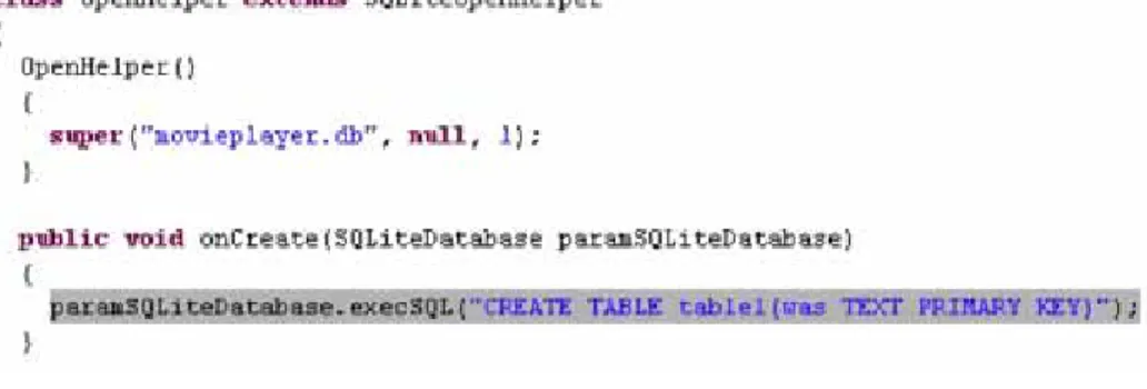 Figure 6. DataHelper Constructor preparing the SQL statement to insert a “was” in the SQLite database.