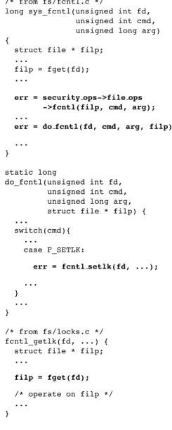 Figure 8: Code path from Linux 2.4.9 containing an ex- ex-ploitable type error.